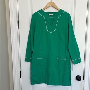 Kayce Hughes Women’s Long Sleeve Shift Dress Green/White 8